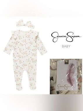 🆕JESSICA SIMPSON BABY - 6/9M - NWT - 2PC CAT SLEEPER AND HEADBAND